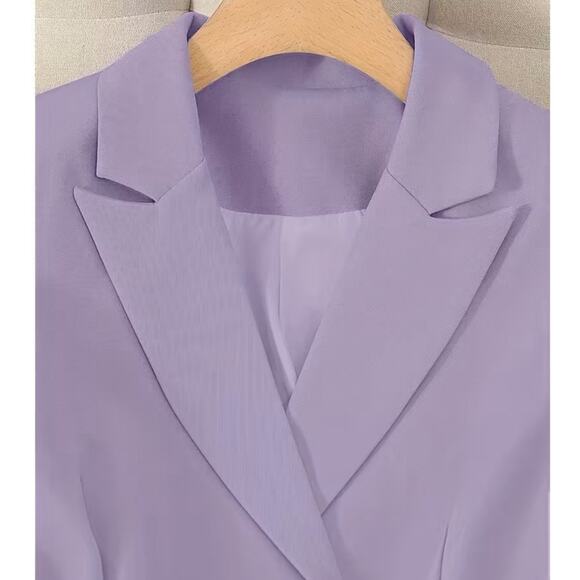 NWT ~ Women's 2 Piece Violet Purple Lined Business Pant Suit & Belt ~ Size XL - Picture 3 of 5